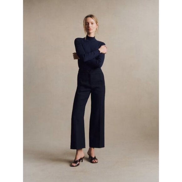 Sezane Pants - Sezane Martin Crop Trousers Navy Size 36 Wool